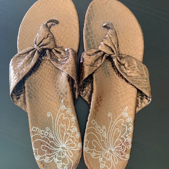 Chico’s Metallic Bronze Sandals - Picture 1 of 3